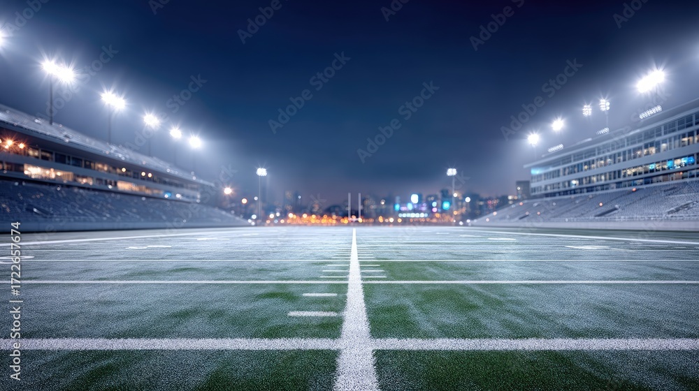 custom made wallpaper toronto digitalEmpty American Football Stadium Under Bright Floodlights at Night with City Skyline in Background