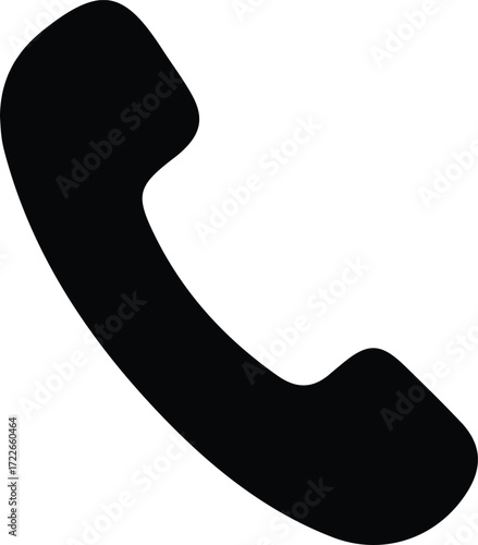 phone handset icon in solid black style isolated on white background, flat vector symbol for call, contact and communication