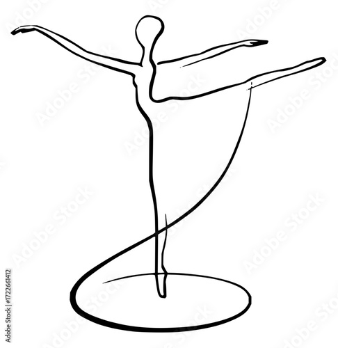 Elegant ballet dancer gracefully posing en pointe with flowing lines evoking movement and artistry