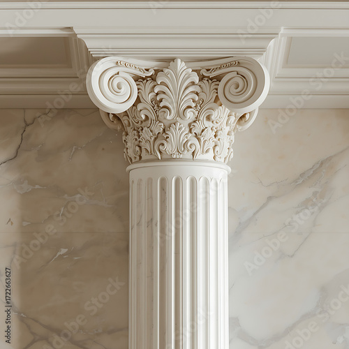 The interior is adorned with a white marble design featuring a gypsum pommel column and a capital pilaster design.