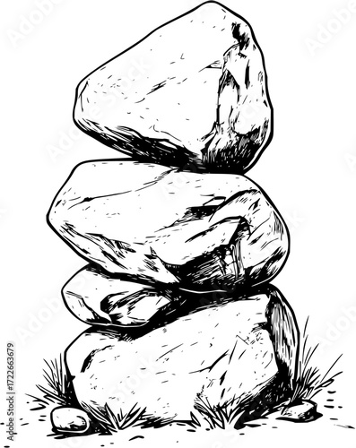 Zen stone stack symbolizing balance and harmony in nature, perfect for mindfulness and wellness concepts
