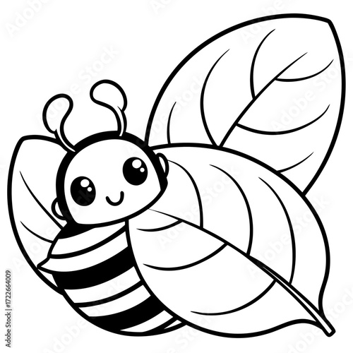 Happy cartoon bee character flying with a big smile
