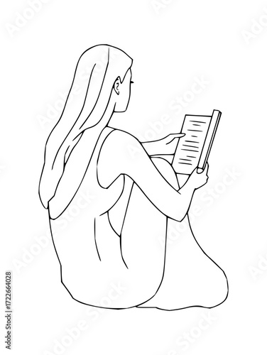Serene woman engrossed in reading a book, embracing quiet contemplation and personal growth through literature.