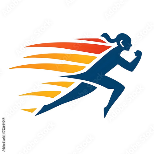Female athlete running sport speed logo icon vector illustration png 