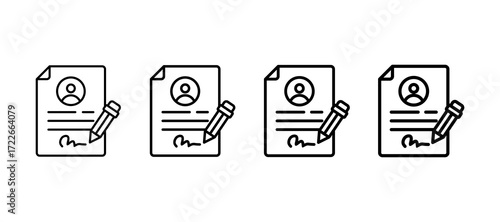 Employment Contract Multiple Line Icon Element