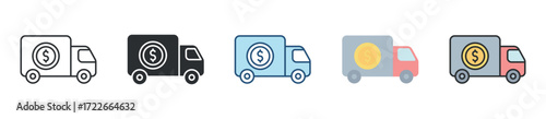 Bank Truck Icon Set Multiple Style Collection
