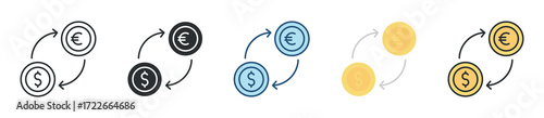Money Exchange Icon Set Multiple Style Collection