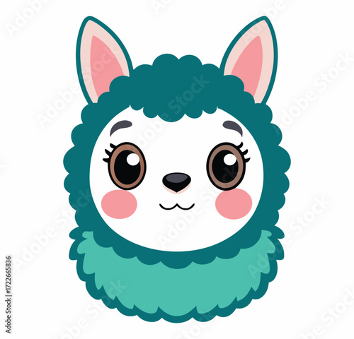  alpaca head vector illustration on white