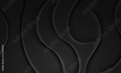 Premium black abstract background with vertical waves and fine lines texture. Modern design for technology, automotive, and luxury products
