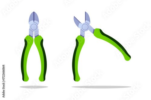 Nippers or cutting pliers, wire cutters vector isolated on white background