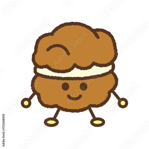 キャラクター風の食べ物アイコン　シュークリーム