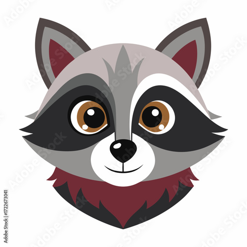 Raccoon head vector illustration on white