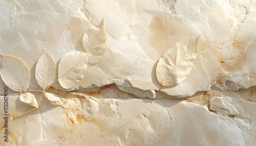 Elegant marble background with delicate leaf details, perfect for sophisticated designs and luxurious branding that evokes calm and subtle beauty in your next project