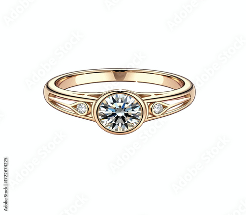 Elegant gold ring sparkling with diamond brilliance, a timeless symbol of love and commitment for engagements, weddings, or anniversaries