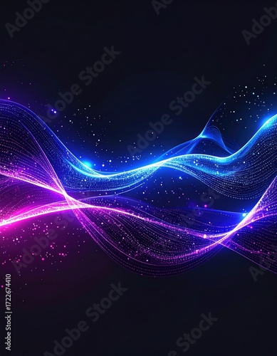 Wallpaper Mural Luminous waves of light weave through the dark, creating an elegant, ethereal abstract design with shimmering particles and vibrant colors Torontodigital.ca