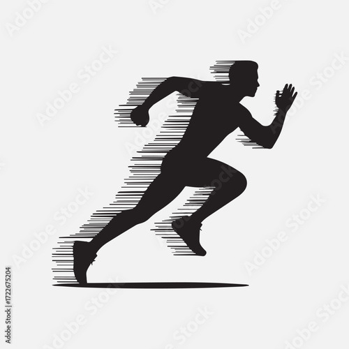 Dynamic vector illustration of a runner in fast motion, symbol of athletics, fitness, and health.