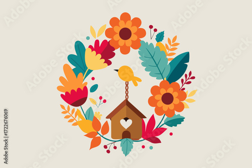 this charming wreath features a burlap base adorne