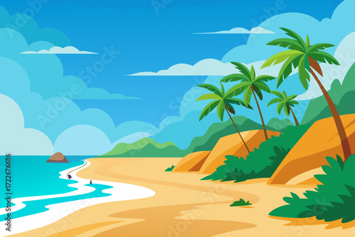 this image depicts a serene tropical beach with go