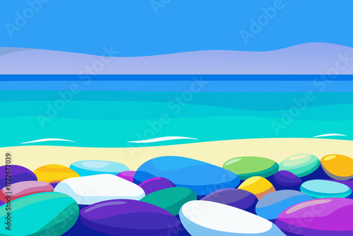 this image features a close up of a beach covered 