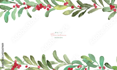 水彩画。水彩タッチのクリスマスフレーム。12月のクリスマスベクター水彩背景。クリスマスイラスト。
Watercolor painting. Watercolor Christmas frame. December Christmas vector watercolor background. Christmas illustration.