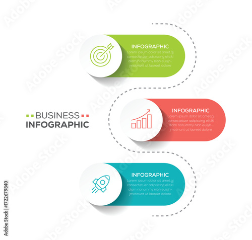 Business Infographic vector design  template 3 options or step with icons. Can be used for process diagram, presentations, workflow layout, banner, flow chart.