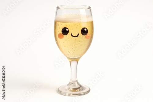 Wallpaper Mural Adorable champagne glass with kawaii face, perfect for cheerful celebrations and festive designs, adding a touch of whimsy and fun to any project Torontodigital.ca