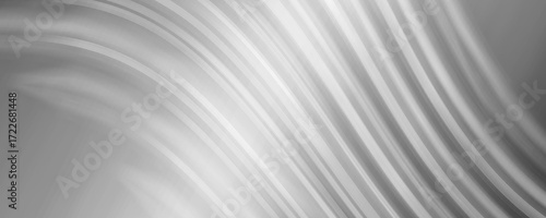Abstract Wavy Background in Grey and White, Modern Flowing Lines and Smooth Surface.
