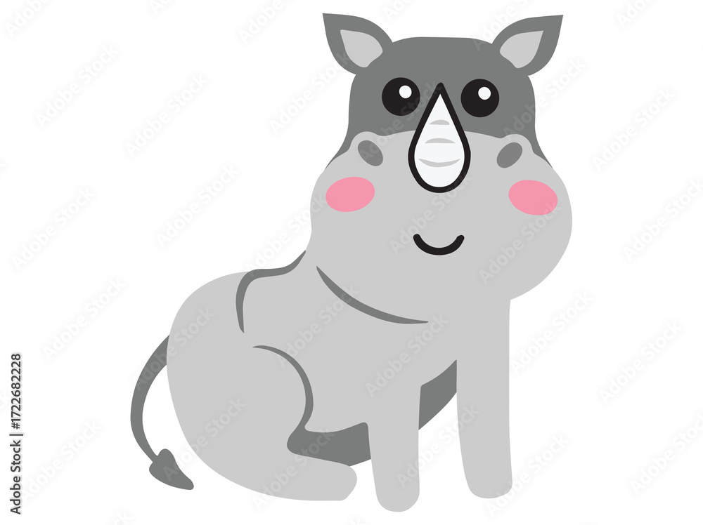 Fototapeta premium Baby Cute Rhinoceros Cartoon Background