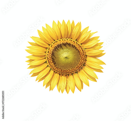 Vibrant sunflower blossom radiating warmth, perfect for summer designs, cheerful greetings, and botanical illustrations bringing sunshine to your projects
