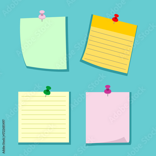 collection of colorful sticky notes on board vector illustration