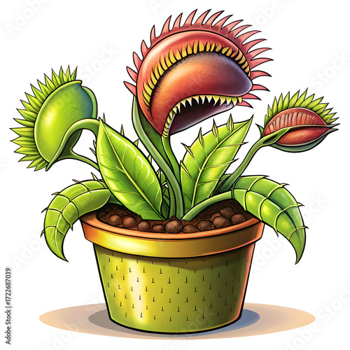 hand drawn venus flytrap cartoon illustration