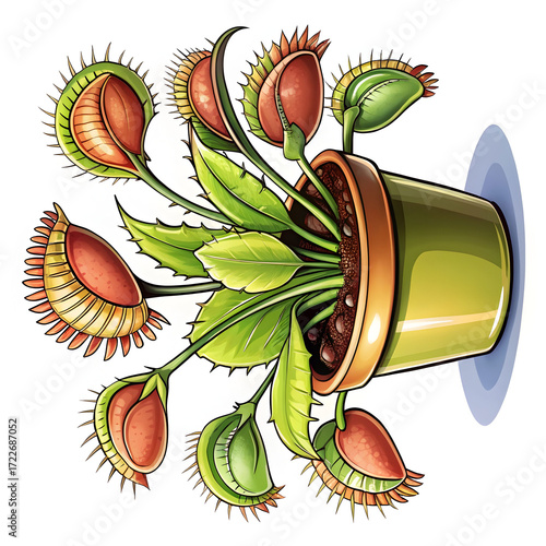 hand drawn venus flytrap cartoon illustration