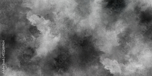 abstract white and gray isolated cloud cumulus clouds. Gray aquarelle painted realistic fog or mist smoky textured canvas design. White and ash messy wall stucco texture background.	