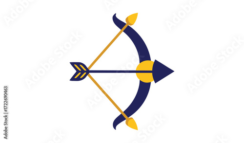 Stylized blue and yellow bow and arrow illustration