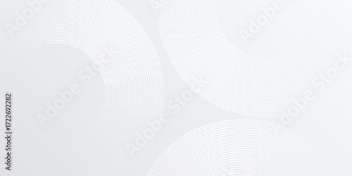 Simple white glowing geometric lines on gray background. Modern shiny blue circle lines art abstract simple, vector eps10