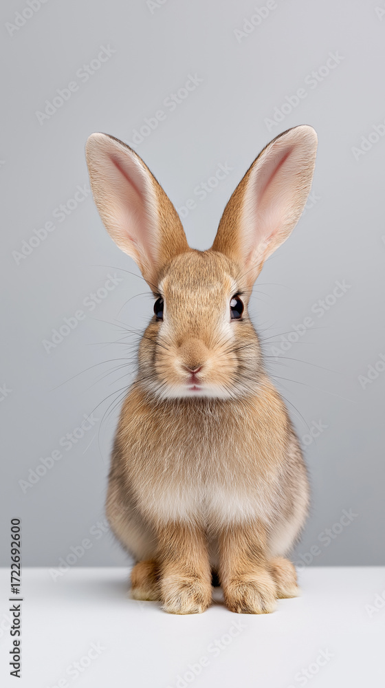 Fototapeta premium Portrait of cute brown rabbit sitting. 