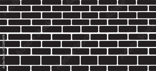 Illustration of seamless black brick wall pattern with white grout