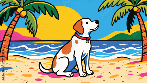 Dog Holiday Illustrator Artwork Banner Background Design Template 