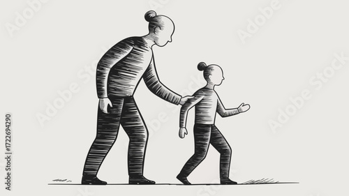 A parent guides their child forward offering support and encouragement on life s journey in