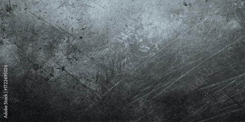 The texture grunge is rough and worn, with a pattern of fine scratches, smudges, and faded spots. The center of the image is brighter and lighter gray.