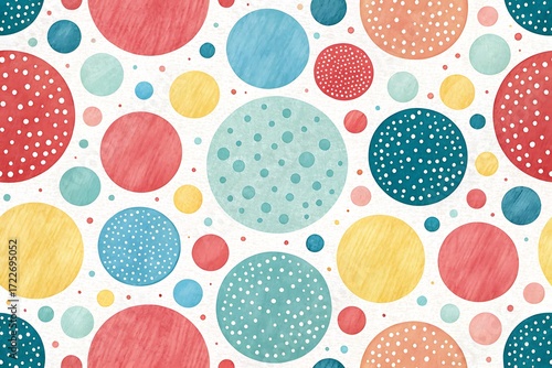 Colorful Circle Pattern Background With Polka Dots In Bright Pastel Hues


