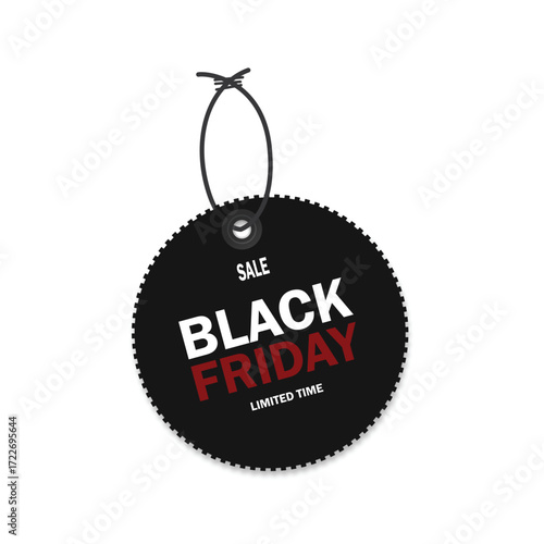 Black friday sale tag with discount information