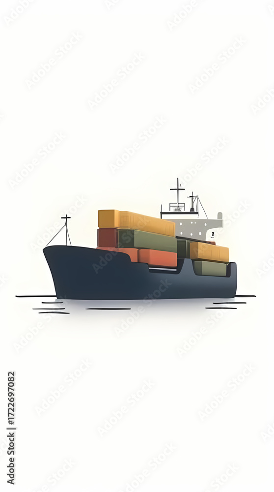 Obraz premium Bold Minimal Cargo Ship Profile