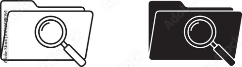 Illustration of folder with magnifying glass icon, search symbol