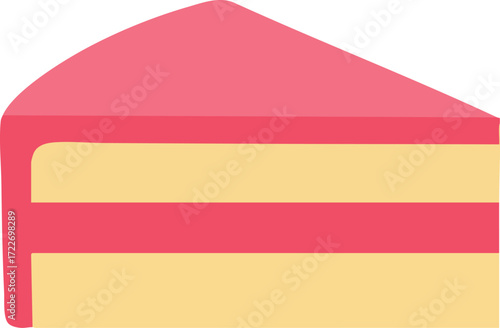 A colorful illustration of a slice of cake with layers of pink and yellow.