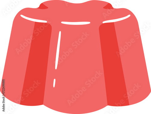 A simple illustration of a red, wobbly, and delicious-looking gelatin dessert.