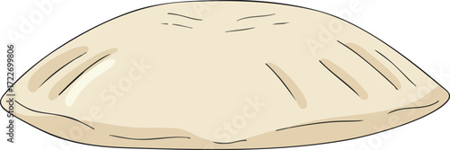 Close-up view of a light beige, round, flat food item, possibly a type of bread or dumpling.