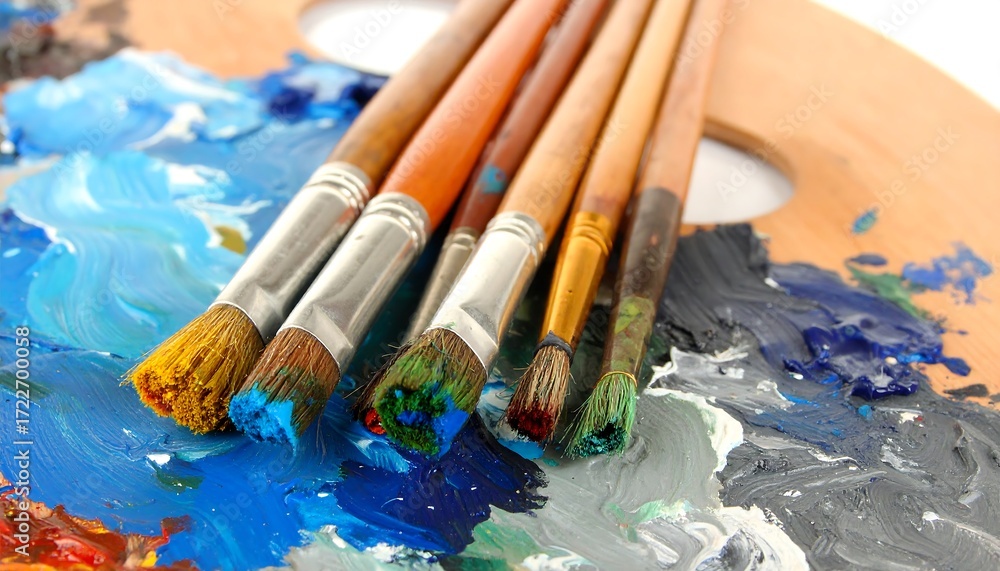Obraz premium Artistic Paintbrushes on Palette.
