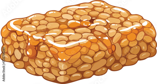 Vector illustration of a peanut brittle candy with honey.