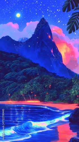 Playa Alienígena Ilustración Concepto